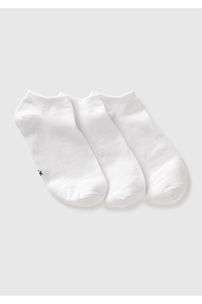 United Colors of Benetton Unisex white cotton blend solid color triple socks set