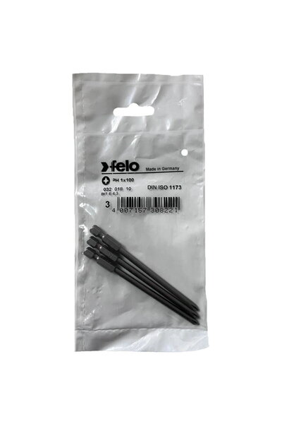 FELO Set 3 biți Philips cu profil industrial, E6.3, PH1, 100mm