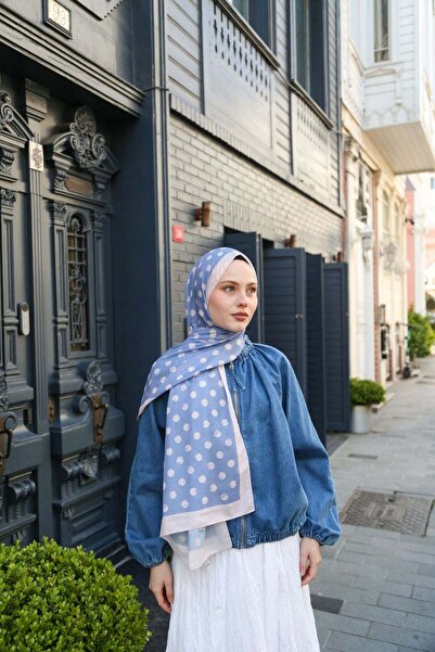 Hint İpek Lara Polka Dot Patterned Shawl Baby Blue