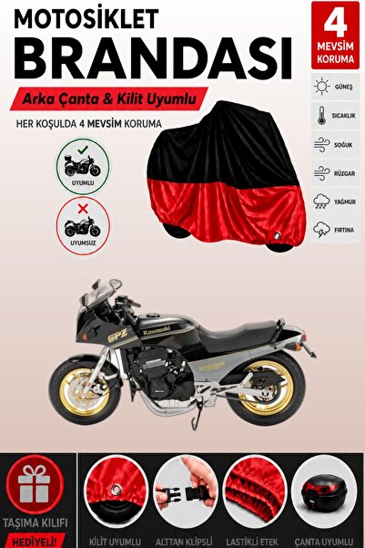 Cemku Double Black Top - Red Bottom, Rear Bag Compatible Kawasaki Gpz 900 R M...