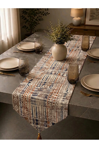 Econice Afrikan Desen ,Dijital Baskılı Baby Face Kumaş Runner