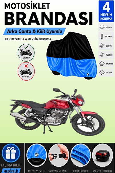 Cemku Double Black Top - Blue Bottom, Rear Bag Compatible Mondial 125 Mh Drif...