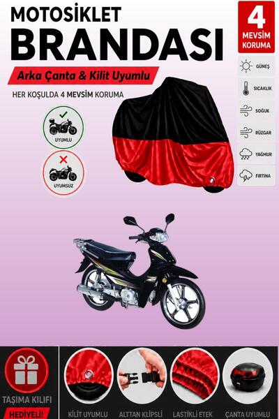 Cemku Double Black Top - Red Bottom, Rear Bag Compatible Bisan Motocup 100 Mo...