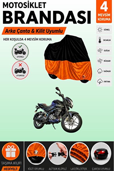 Cemku Double Black Top - Orange Bottom, Rear Bag Compatible Bajaj Pulsar Ns 1...