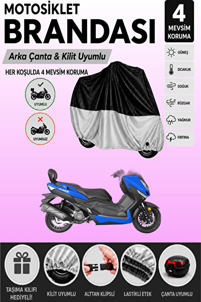 Cemku Double Black Top - Gray Bottom, Rear Bag Compatible Yuki T9 Strom 125 M...