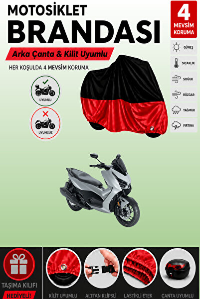 Cemku Double Black Top - Red Bottom, Rear Bag Compatible Rks Rz 250S Motorcyc...
