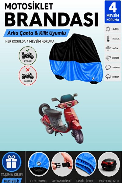 Cemku Double Black Top - Blue Bottom, Rear Bag Compatible Honda Kinetic Dx Mo...