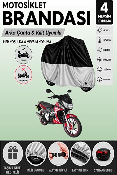 Cemku Double Black Top - Gray Bottom, Rear Bag Compatible Yuki Yıldız 130 Mot...