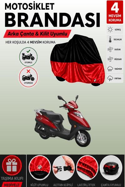 Cemku Double Black Top - Red Bottom, Rear Bag Compatible Haojue Hj 125t-10 Mo...