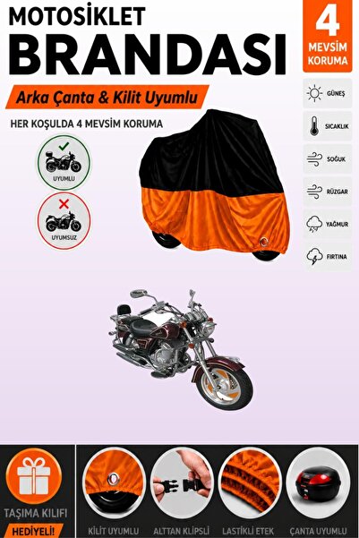 Cemku Double Black Top - Orange Bottom, Rear Bag Compatible Yuki Yk250-4 Moto...