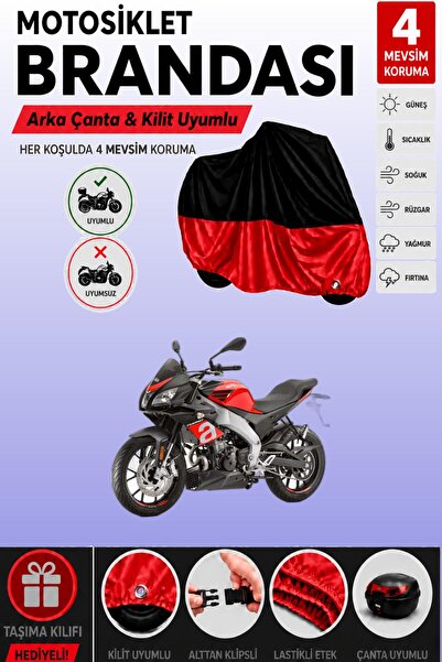 Cemku Double Black Top - Red Bottom, Rear Bag Compatible Aprilia Tuono 125 Mo...