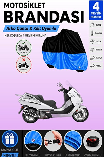 Cemku Double Black Top - Blue Bottom, Rear Bag Compatible Mondial 250 Jet Max...