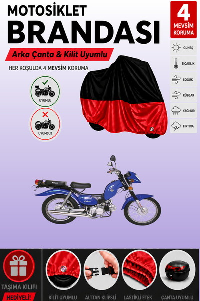 Cemku Double Black Top - Red Bottom, Rear Bag Compatible Kanuni Zebra 90 Moto...