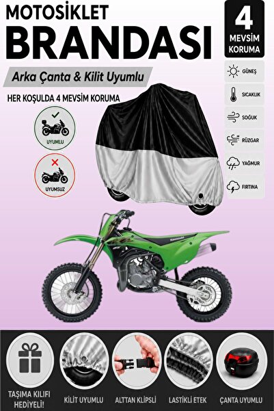 Cemku Double Black Top - Gray Bottom, Rear Bag Compatible Kawasaki Kx 85 Moto...