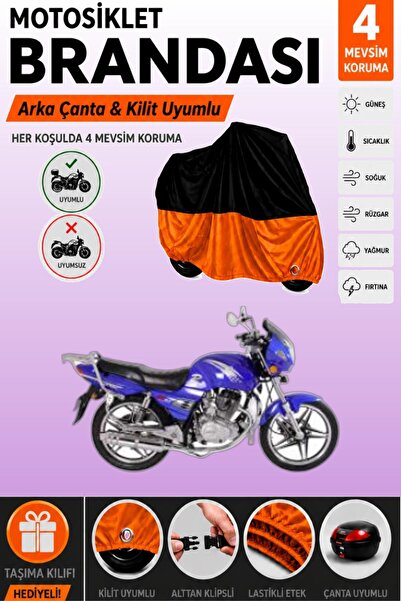 Cemku Double Black Top - Orange Bottom, Rear Bag Compatible Kuba Sl150-9 Moto...