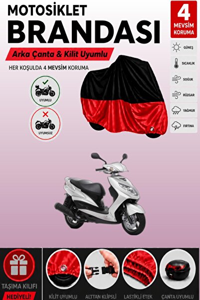 Cemku Double Black Top - Red Bottom, Rear Bag Compatible Yamaha Cygnus X Moto...