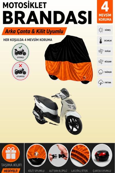 Cemku Double Black Top - Orange Bottom, Rear Bag Compatible Sym Hd Evo 200 Mo...