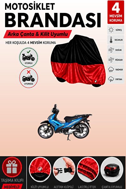 Cemku Double Black Top - Red Bottom, Rear Bag Compatible Falcon Master 50 Mot...