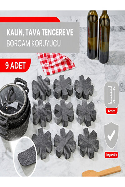 Percento Kalın Tencere,tava & Borcam Koruyucu Çizdirmez Elyaf Keçe 9'lu Set 3...