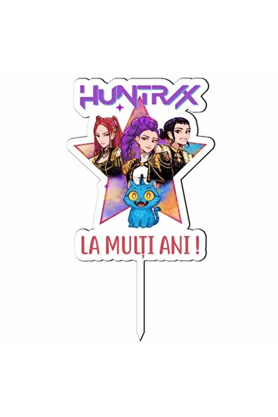 OEM Topper tort Huntrix K-Pop Demon Hunters, 1 bucată, MDF Print UV, Reutiliz...