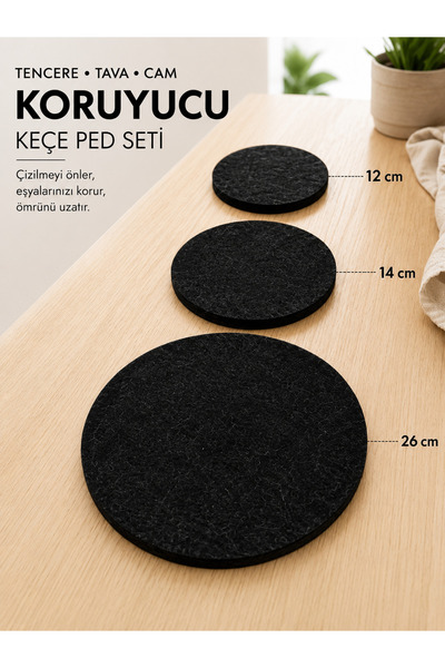 WOOLY LIFE Tabak borcam porselen koruyucu ped keçe çizdirmez kırılmaz 12 parça