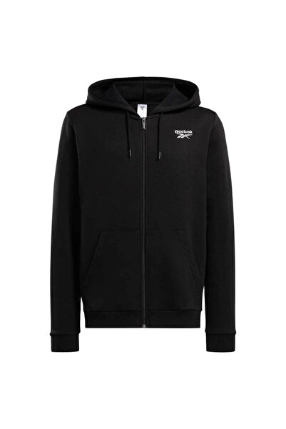 Reebok Hanorac cu fermoar integral din fleece, cu logo mic, pentru bărbați, I...