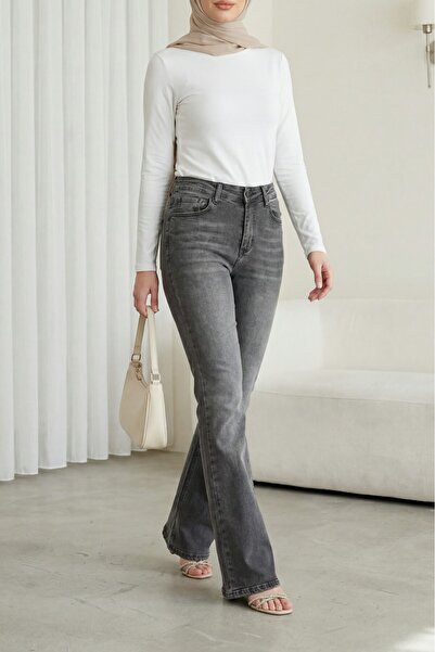 Modamorfo Spanish Style Zipper Jeans with Pockets - Smoked