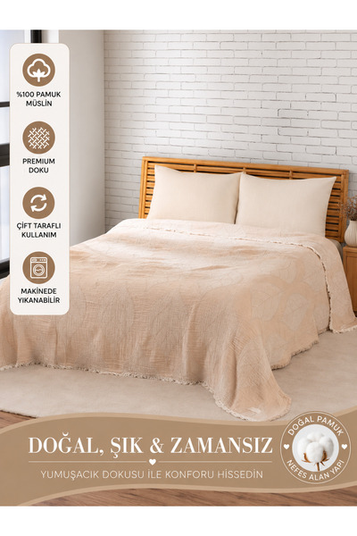Yarımağa Tekstil Keten ve pamuk ipinden müslin yatak örtüsü ve pike
