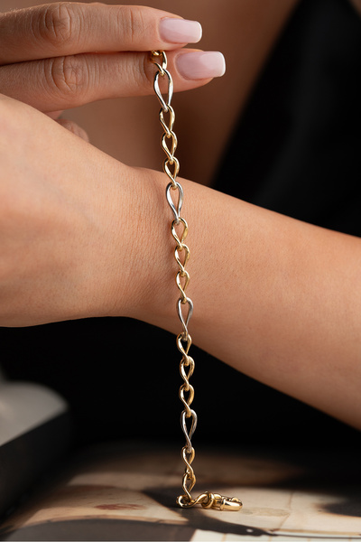 Silvano Jewelry 925 Ayar Gümüş Altın Kaplama l Hallow Model Bileklik
