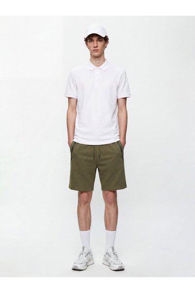 Ltb Zippered Basic Knitted Green Shorts