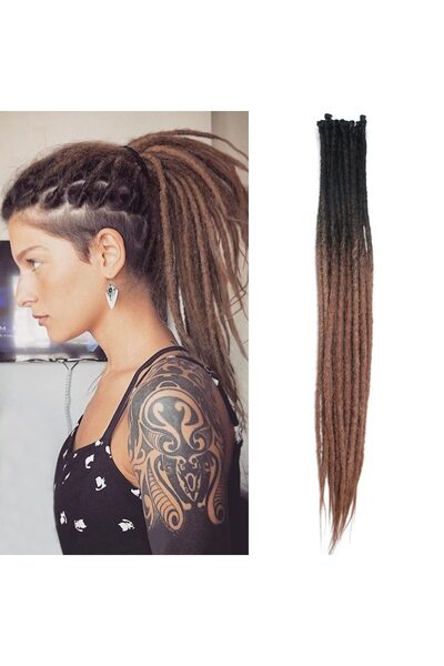DSOAR Thin 0.6 cm Synthetic Dreadlock Extensions Handmade 60 cm 20 Strands Cr...