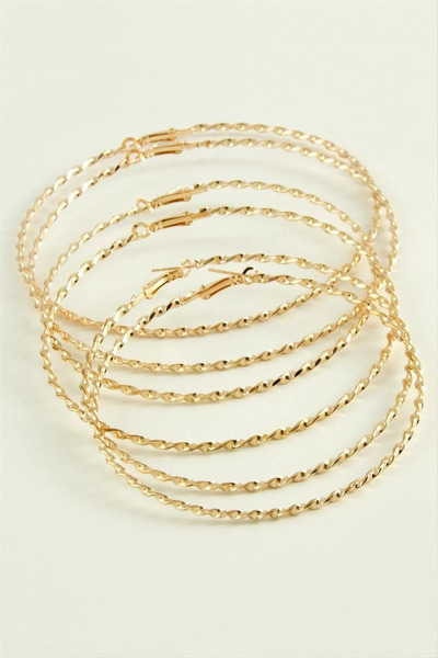 Marsilyan Nvdn- Twisted Metal Hoop Earrings 6 Pieces Iegrs-Nvdn1