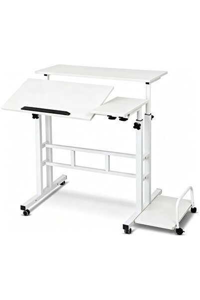 GGEROU Multifunctional portable desk, spacious desk on wheels, height-adjusta...