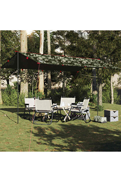 vidaxl Prelata de camping, camuflaj, 506x306 cm, impermeabila