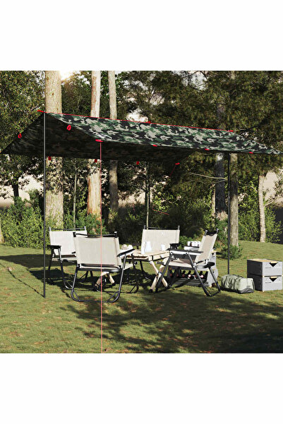 vidaxl Prelata de camping, camuflaj, 406x306 cm, impermeabila