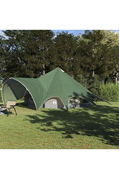 vidaxl Cort Teepee pentru 9 Persoane Verde si gri 502 x 502 x 297 cm
