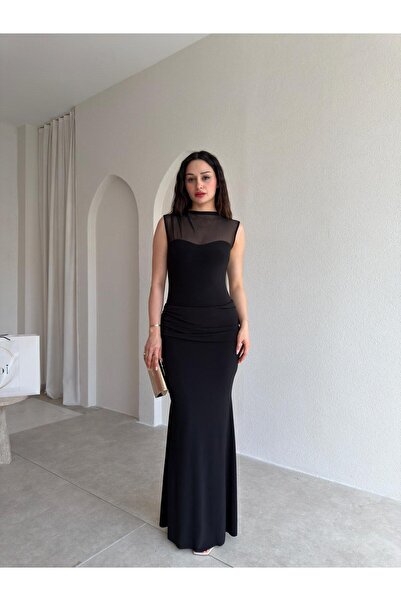 Mooi Butik DERCOS Maxi Elbise 5509 - Siyah