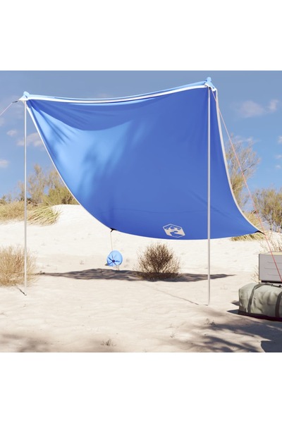 vidaxl Baldachin de plaja cu ancore de nisip, albastru, 214x236 cm