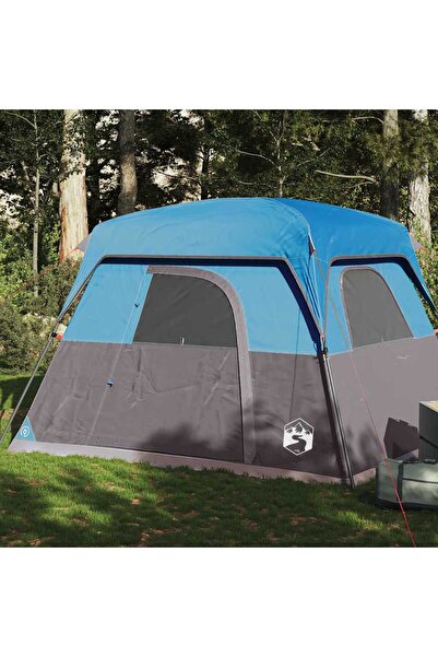vidaxl Cabina cort de camping, 4 persoane, albastru, impermeabil