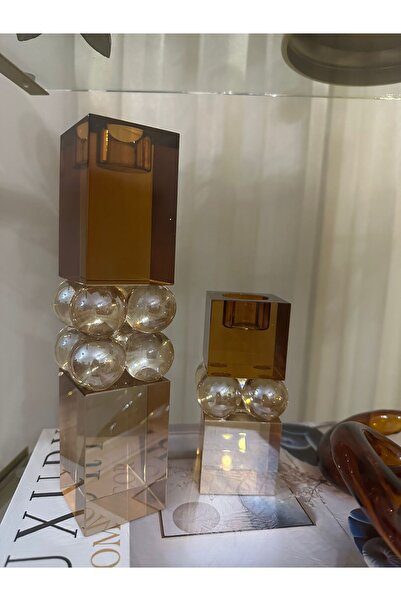 Nils Luxury Design 2'Lİ KRİSTAL ŞAMDAN AMBER