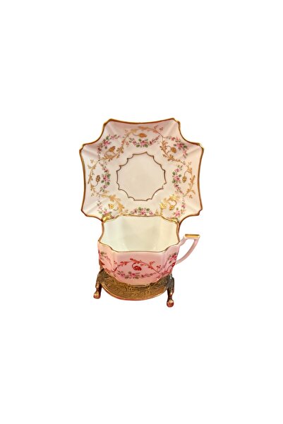 Fransız Limoges Limoges 3 Cup Hand-Painted Cup