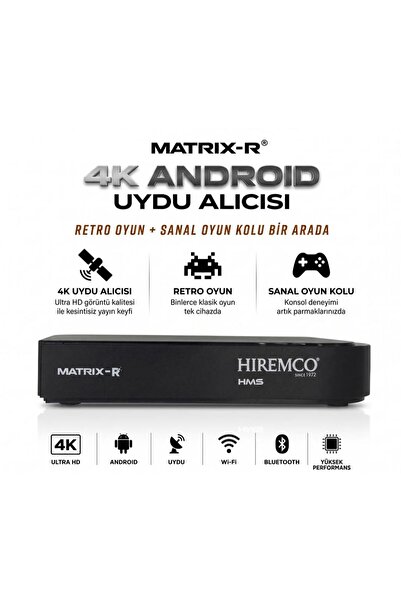 Hiremco Matrix R Android 4K 64GB Android 12 Uydu Alıcısı
