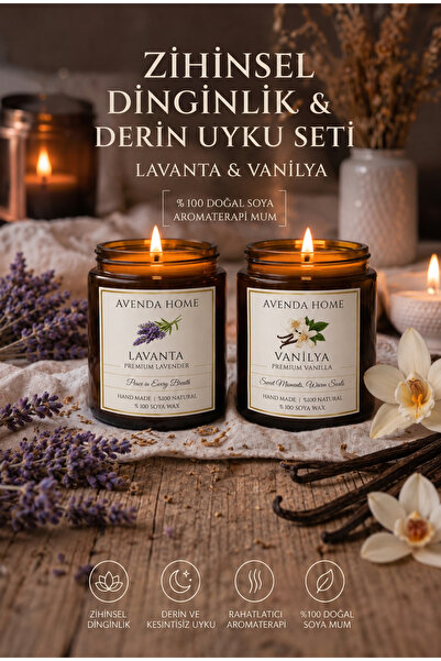 Avenda Home Zihinsel Dinginlik & Derin Uyku Seti %100 Doğal Soya Aromaterapi ...