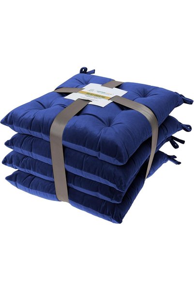 COTTON HOME 4 Pack Velvet Soft Chair Pads with Ties,Seat Cushion,Chair Seat P...