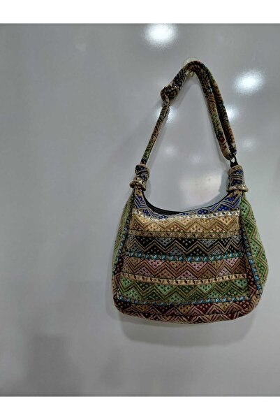 NUR TEKSTİL Kadın kahve Etnik-otantik Orijinal Kilim Dokuma omuz Çantası Yıka...
