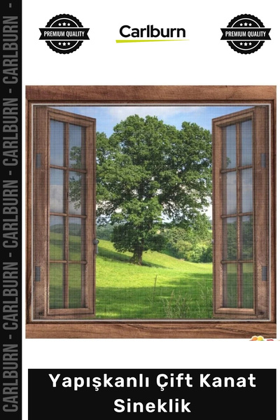 Carlburn #ÇiftKanat 130x150 cm Pratik Kolay Montaj Pencere Kapı Tül Koruyucu ...