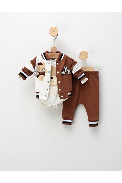 MiniKids Set 3 piese, Mr Teddy, cu maro