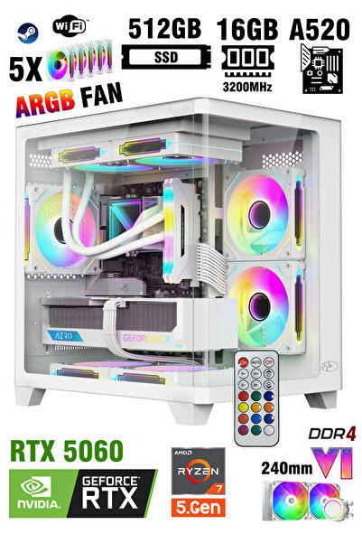 Zeiron Megatron X50 White RTX5060 8GB ∣ R7 5700X ∣ 16GB RAM ∣ 512GB SSD 240mm...