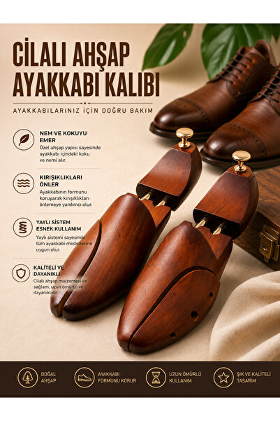 CLAWSPECİAL Premium Cilalı Ahşap Ayakkabı Kalıbı Yaylı Ahşap Ayakkabı Şekille...