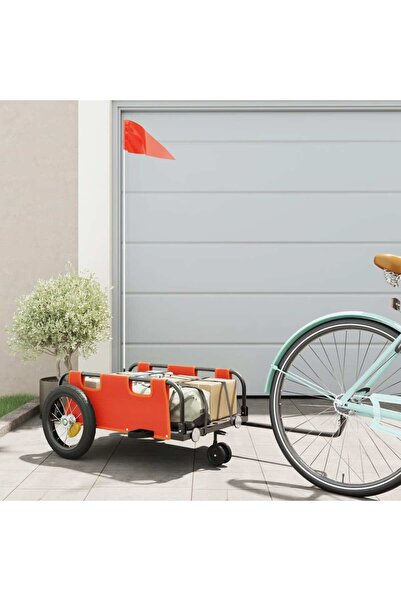 vidaxl Bicycle trailer, orange, oxford fabric and iron